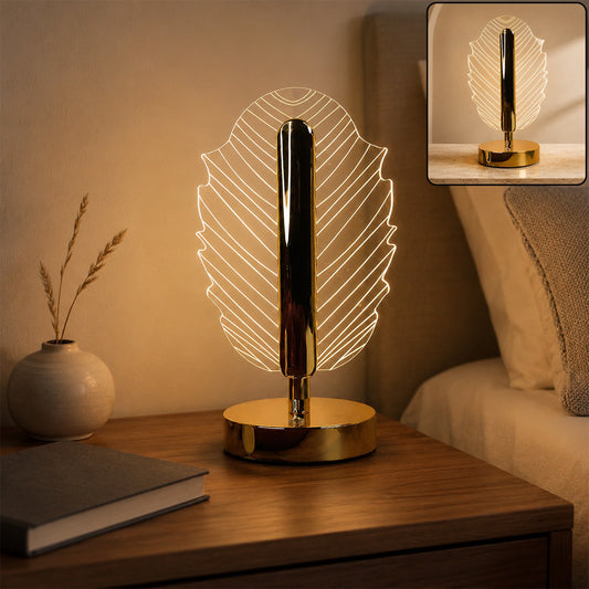 Leaf Shape Crystal Table Lamp – Elegant USB Charging LED Light