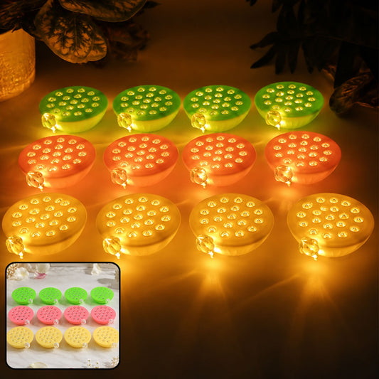 Lotus Canopy LED Decorative Lamps – Set of 12 Multicolor Flameless Lights