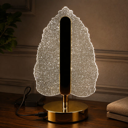 LED Crystal Table Lamp – Elegant Leaf Design with USB Power