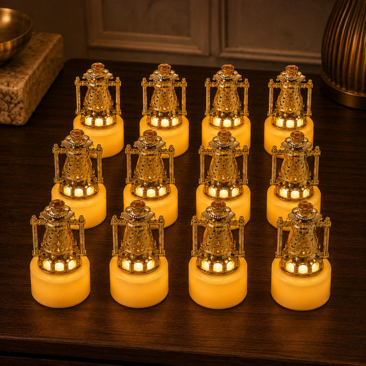 Lantern Style Flameless LED Candles – Safe Vintage Ambience (12 Pc)