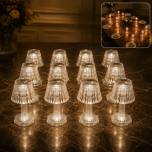 Crystal Style LED Table Lamps – Elegant Flameless Set of 12