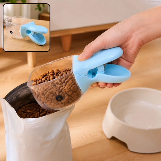 Pet Food Scoop with Bag Clip – Measure Portions & Seal Freshness