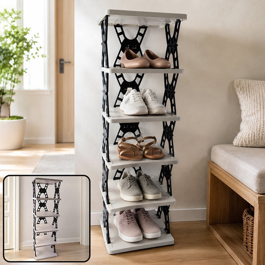 Multipurpose Foldable 6 Layer Storage Rack – Space-Saving Home Organizer