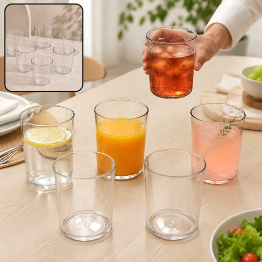 Plastic Glass Set – Durable 6-Piece Drinkware for Daily Use