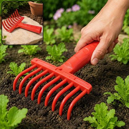 Plastic Garden Hand Rake – Lightweight 9-Tooth Cultivator Tool