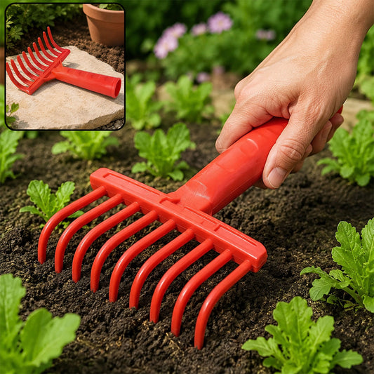 Plastic Garden Hand Rake – Lightweight 9-Tooth Cultivator Tool