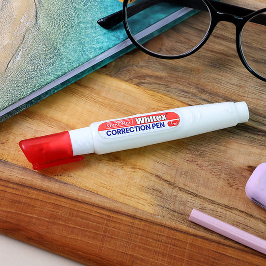 White Correction Pen 7ml – Fine Metal Tip, Quick Dry, Smooth Coverage for Office & School Use