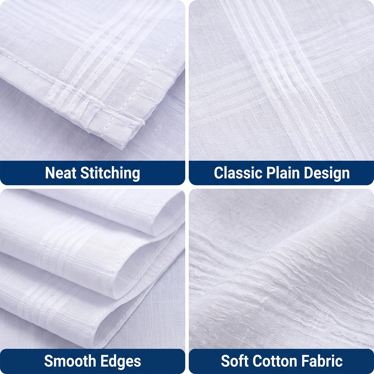 Mens Soft Cotton Handkerchief Rumal for Office and Everyday Use (12 Pc Set)