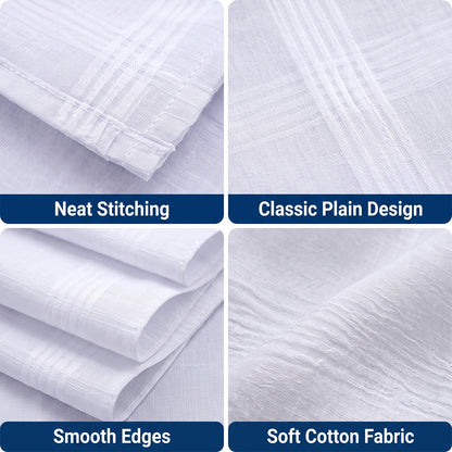 Mens Soft Cotton Handkerchief Rumal for Office and Everyday Use (12 Pc Set)