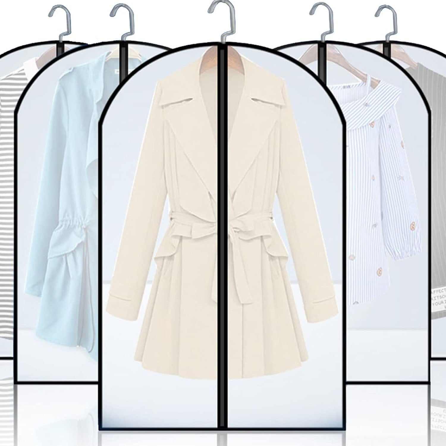 Transparent Garment Cover with Front Zipper (100 × 60 cm, 1 Pc)