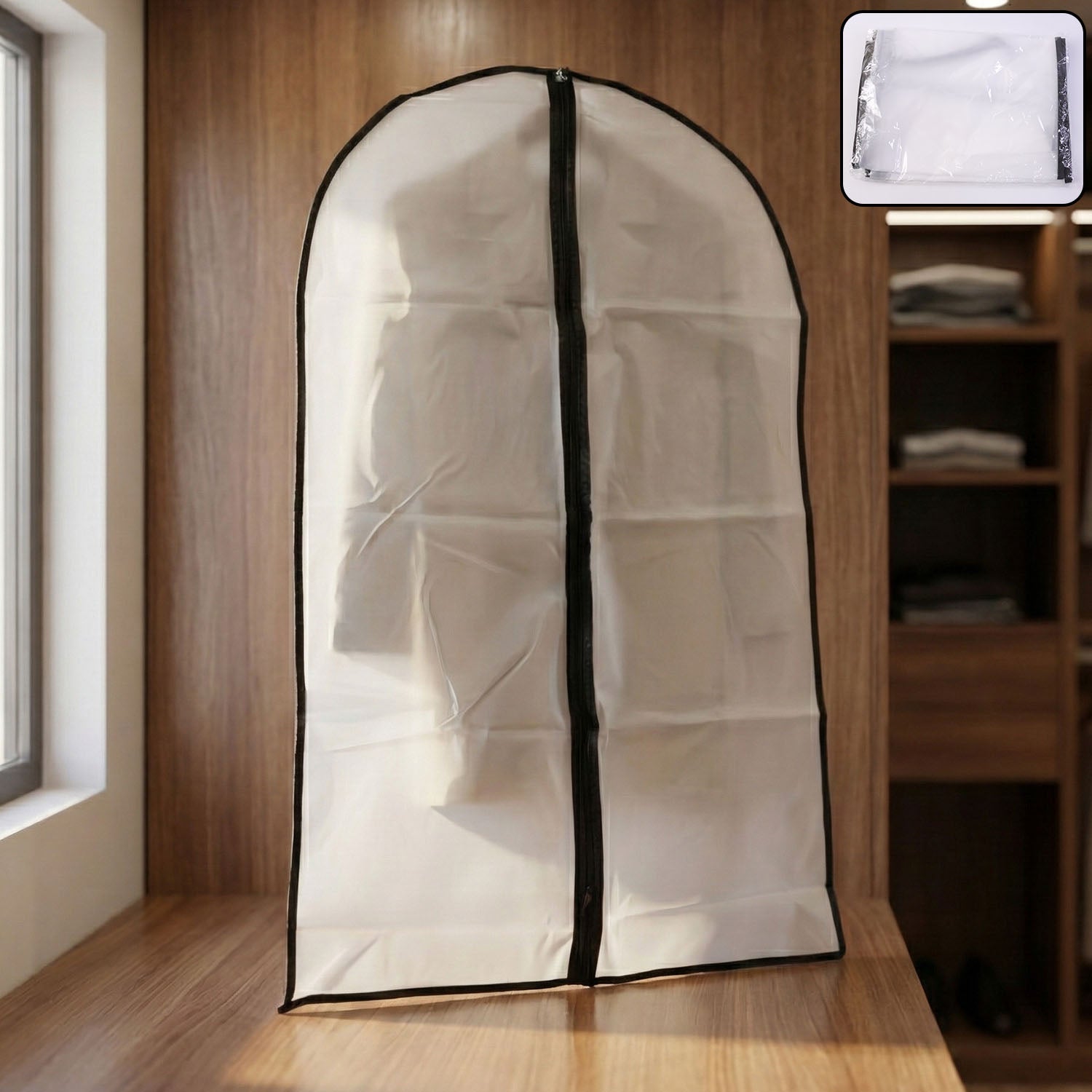 Transparent Garment Cover with Front Zipper (100 × 60 cm, 1 Pc)