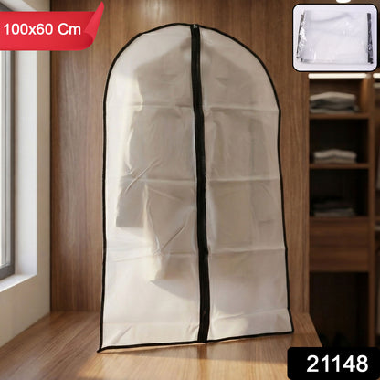 Transparent Garment Cover with Front Zipper (100 × 60 cm, 1 Pc)
