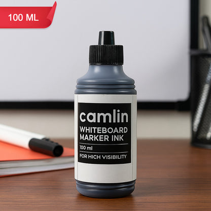 Camlin Whiteboard Marker Ink 100 ml – Black Color Refill Ink for High Visibility
