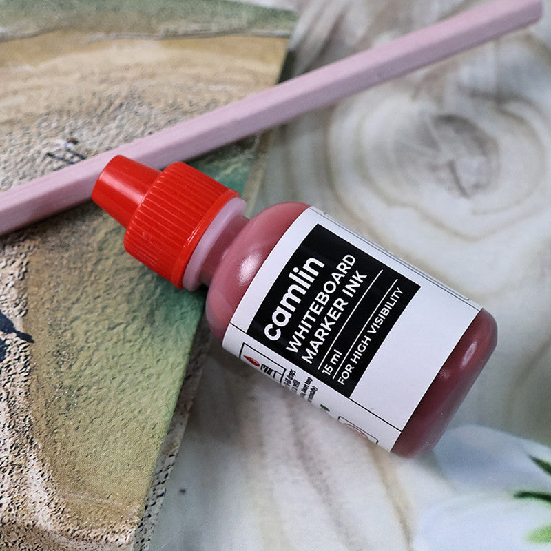 Camlin Whiteboard Marker Ink 15 ml – Red Color Refill Ink for High Visibility