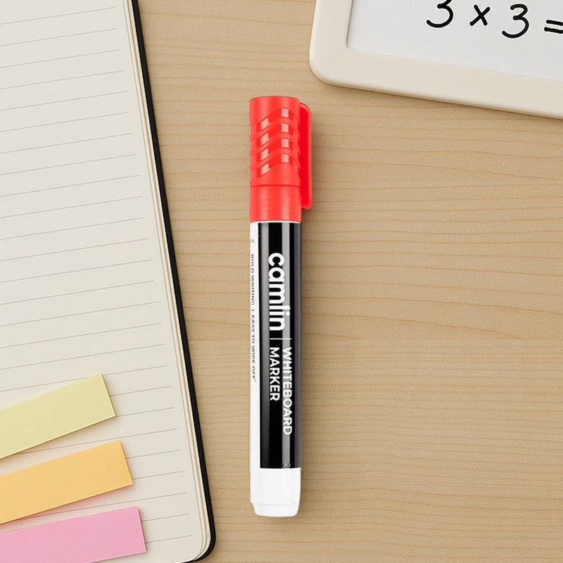 Camlin Whiteboard Marker – Red Colour, Bold Writing, Refillable Whiteboard Markers – Pack of 10