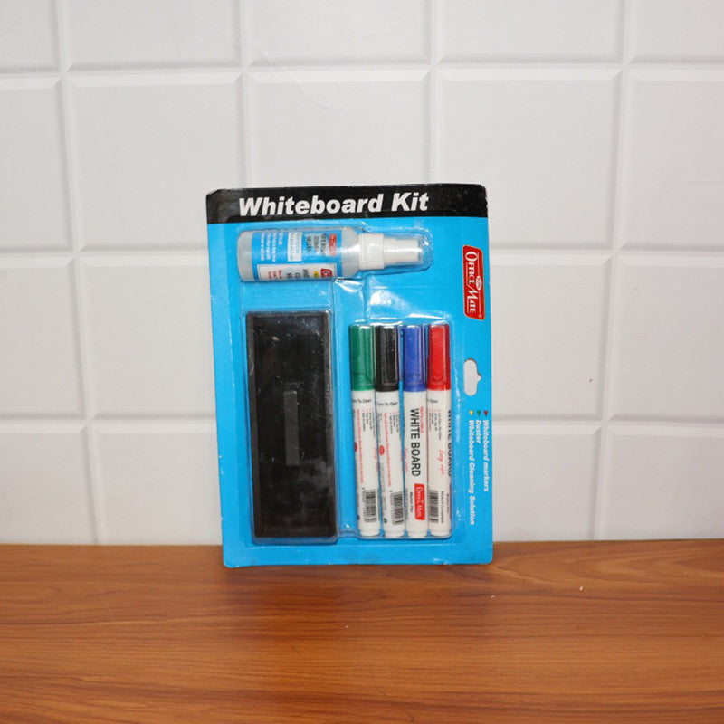 Whiteboard Starter Kit – 4 Refillable Markers, Duster & Cleaning Solution (50ml) for Smooth Writing & Easy Erasing