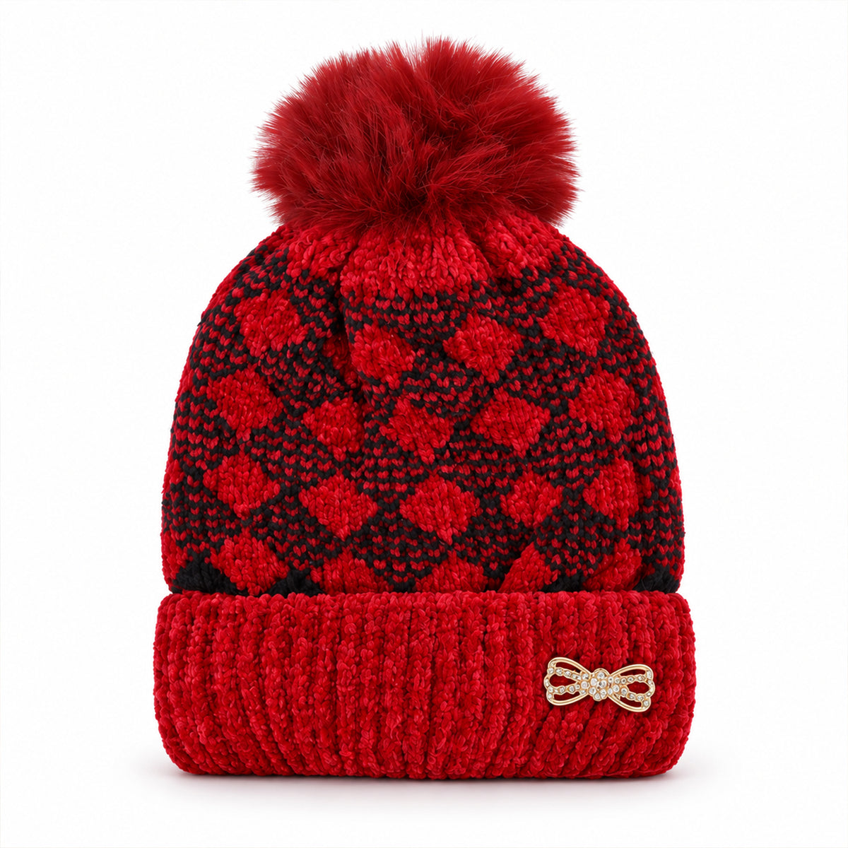 Soft Warm Knitted Winter Beanie Caps with Pom Pom and Inner Lining (1 Pc)