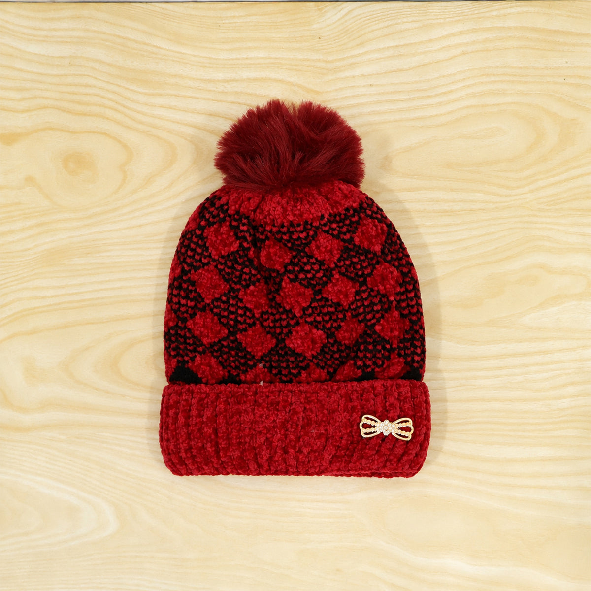 Soft Warm Knitted Winter Beanie Caps with Pom Pom and Inner Lining (1 Pc)