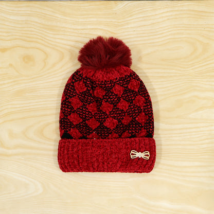Soft Warm Knitted Winter Beanie Caps with Pom Pom and Inner Lining (1 Pc)