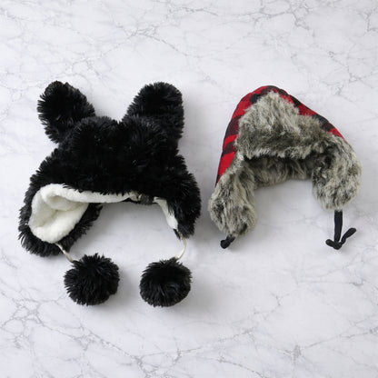 Warm kids ear flap winter cap in assorted styles