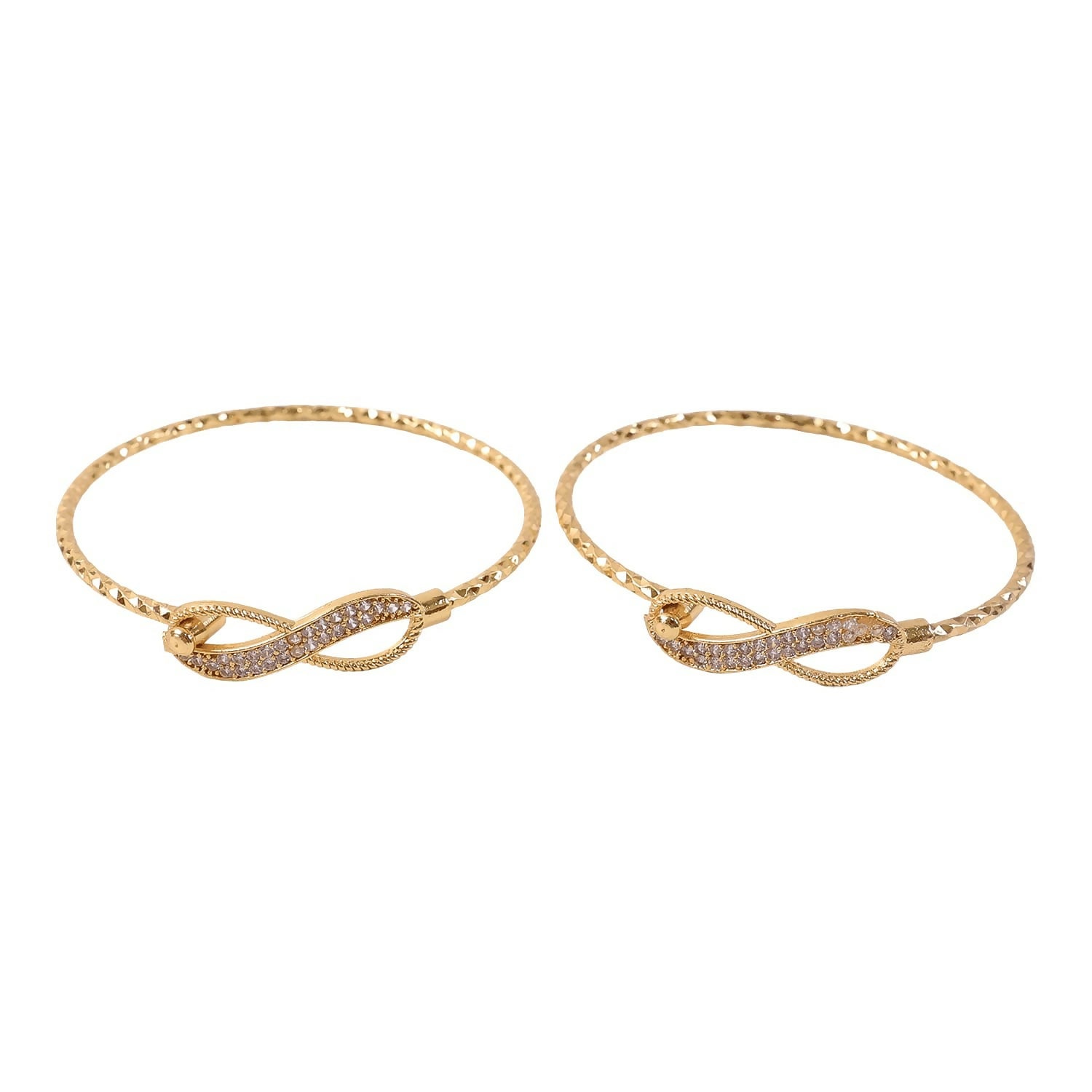 Gold infinity bracelet pair styled with traditional outfit