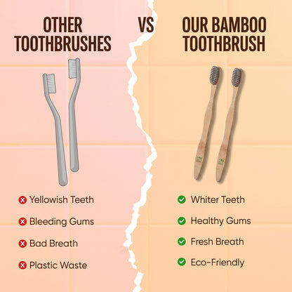 Soft Bristle Bamboo Toothbrush, Eco-Friendly Wooden Toothbrush for Adults (1 Pc)