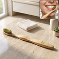 Soft Bristle Bamboo Toothbrush, Eco-Friendly Wooden Toothbrush with Green Bristles (1 Pc)