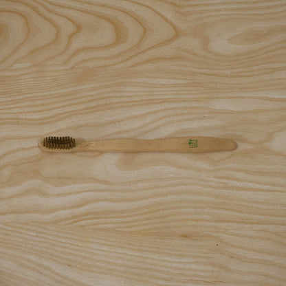Soft Bristle Bamboo Toothbrush, Eco-Friendly Wooden Toothbrush with Green Bristles (1 Pc)