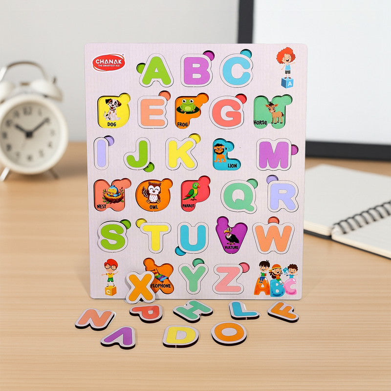Aditi Wooden Alphabet Puzzle Board – Colorful A–Z Learning Toy for Kids