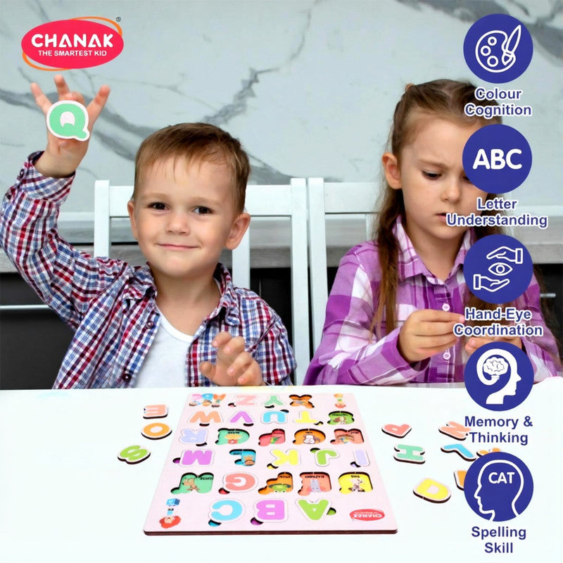 Aditi Wooden Alphabet Puzzle Board – Colorful A–Z Learning Toy for Kids