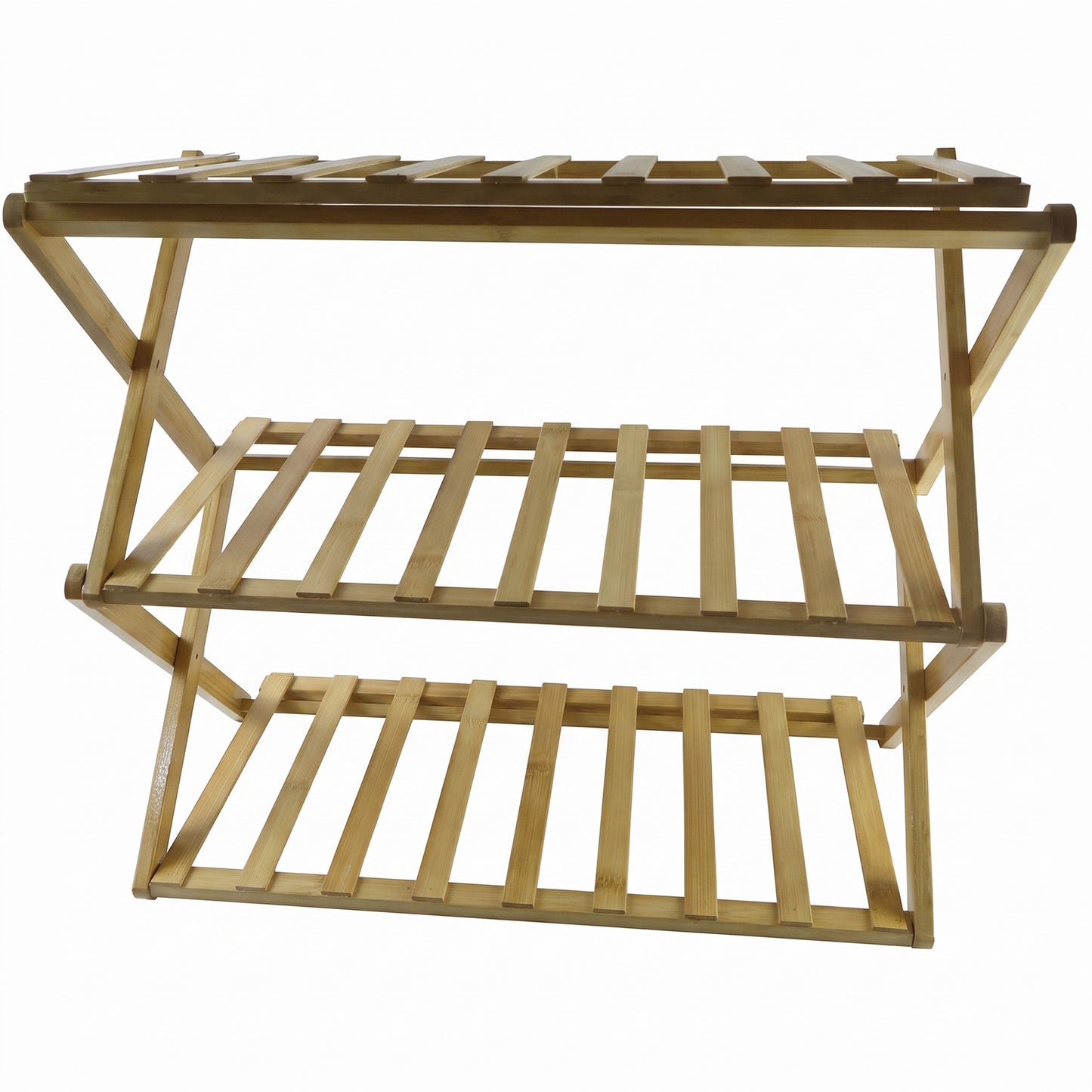 3 Layer Foldable Bamboo Shoe Rack Multi-Purpose Storage Shelf (1 Set)