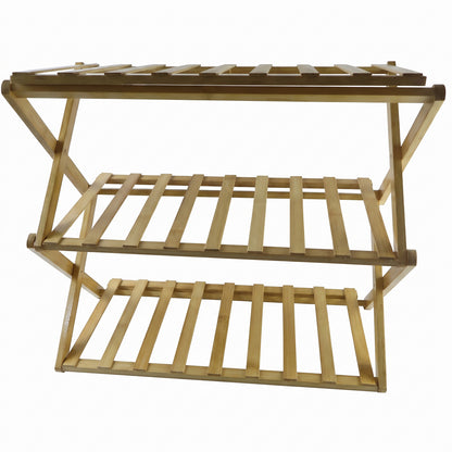 3 Layer Foldable Bamboo Shoe Rack Multi-Purpose Storage Shelf (1 Set)