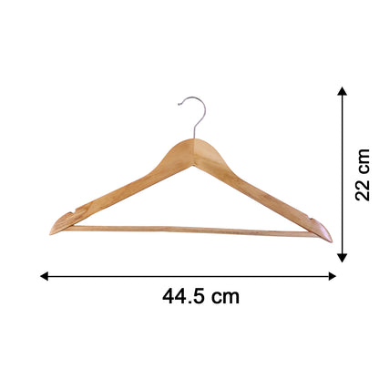 Premium Wooden Cloth Hanger Garment Coat Hanger with Bar for Wardrobe (1 Pc)