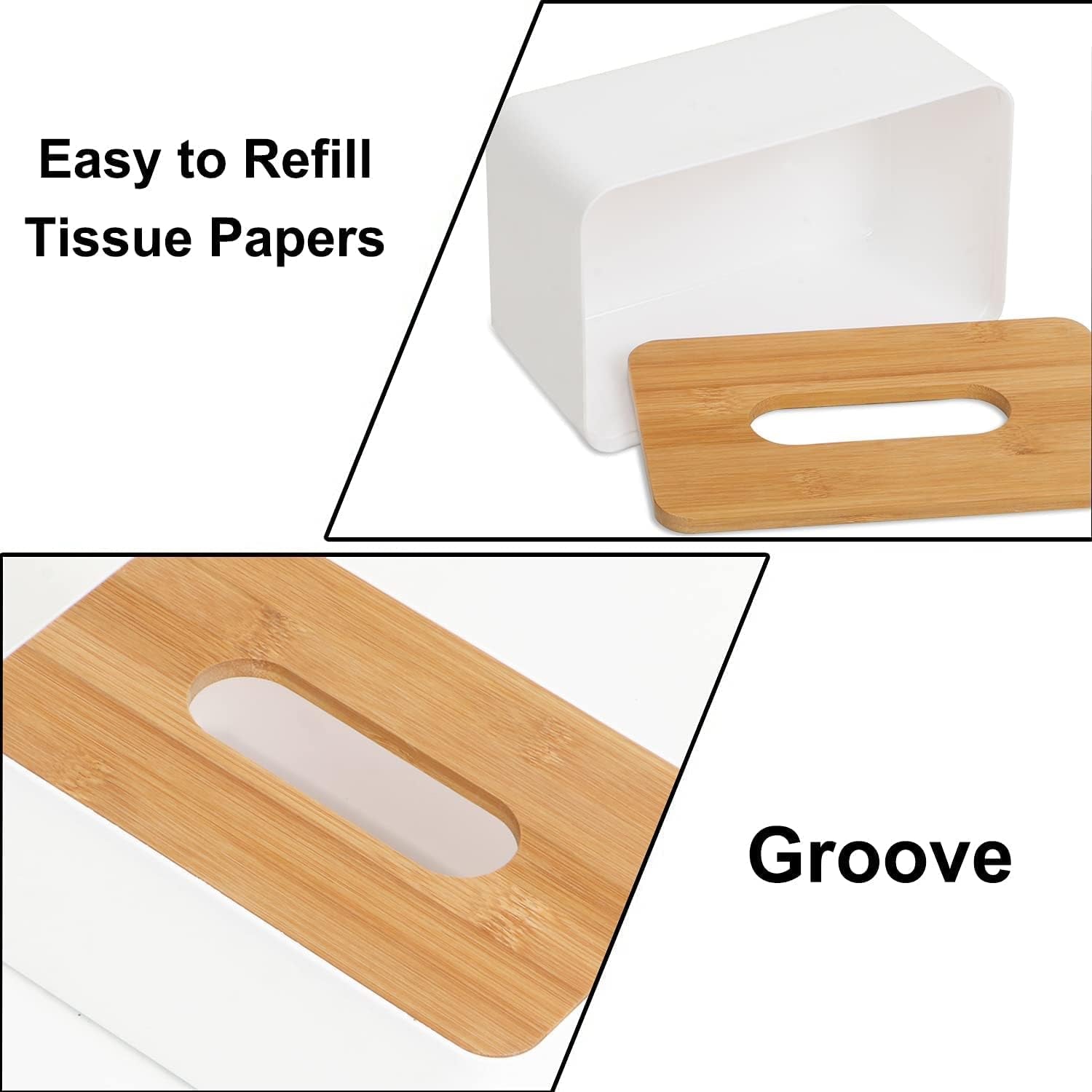 Bamboo Tissue Box Holder - Rectangular Paper Towel Dispenser