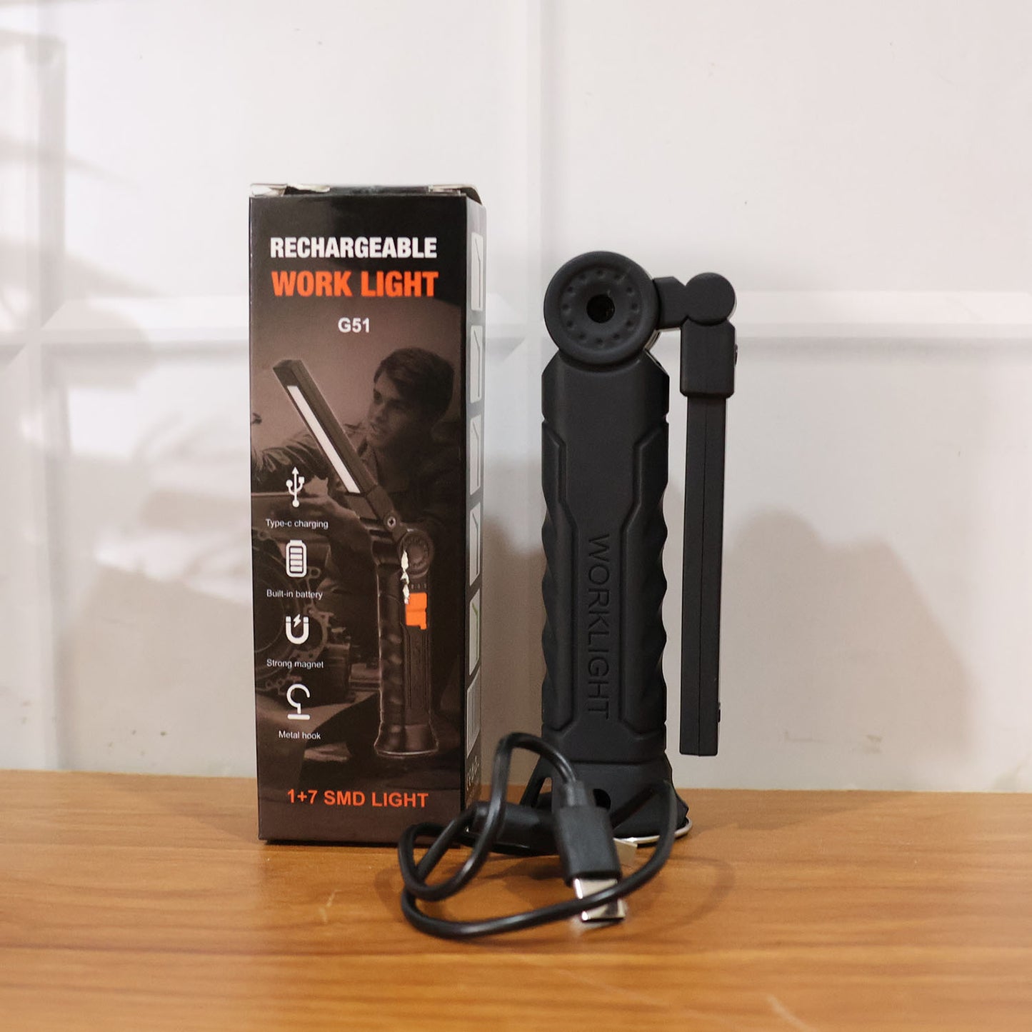 Compact Rechargeable Small LED Work Light with Adjustable Arm and Magnetic Base