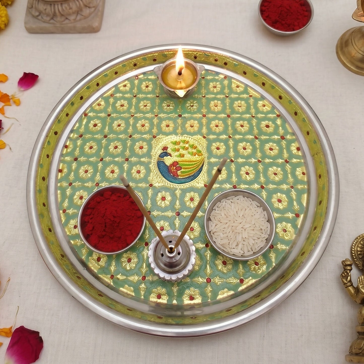 Green Pooja thali- 01
