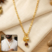 Gold Finish Rudraksha Damru Trishul Pendant Chain for Men & Women