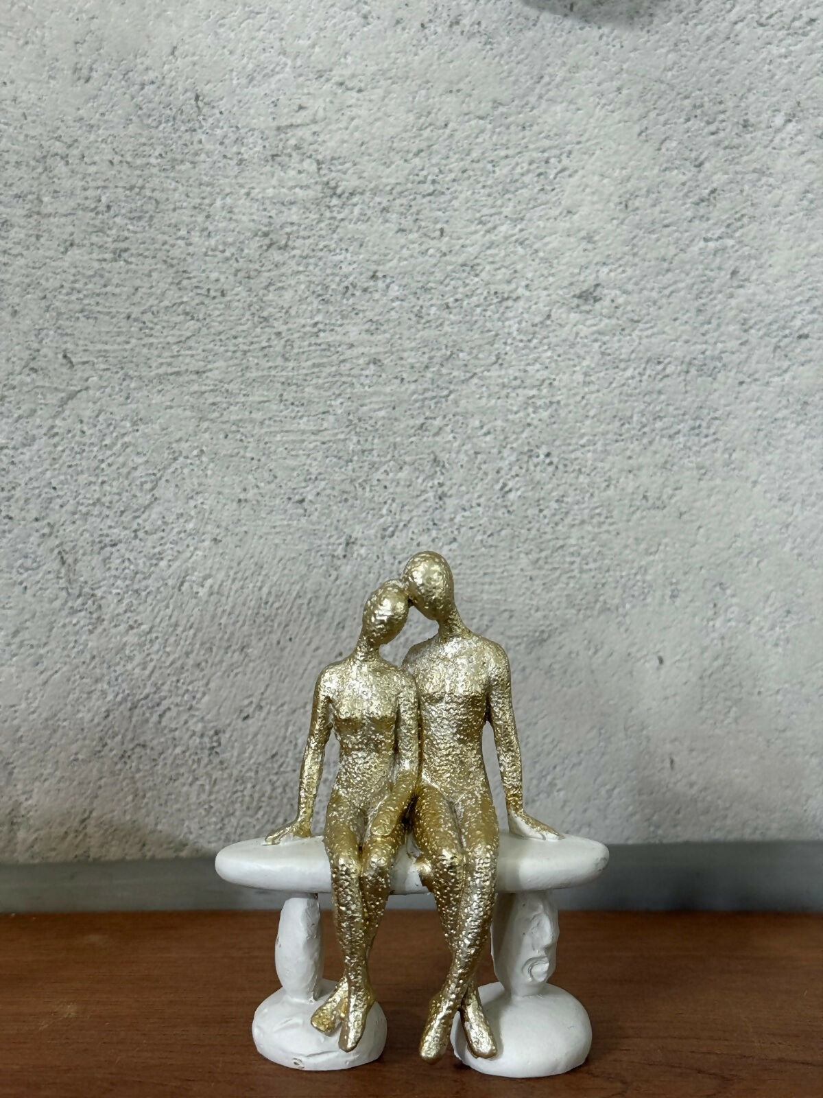 Golden Couple Sitting Figurine Showpiece for Home Decor & Gift