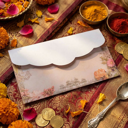 Floral Palace Theme A4 Size Money & Gift Envelope with Scalloped Flap Design – Pack of 10 Pcs