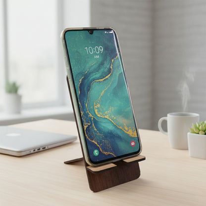 Wooden Mobile Stand with Dual-Side Ganesha Design, Reversible Foldable Phone Holder