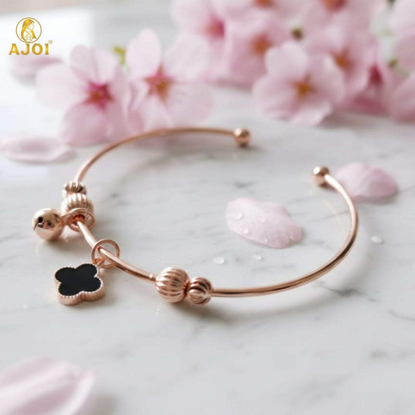 Adjustable Rose Gold Plated Charm Bracelet