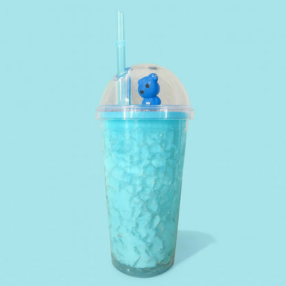 Blue Bear Ice Slush Tumbler with Dome Lid & Straw | 700ml Cute Shake Cup