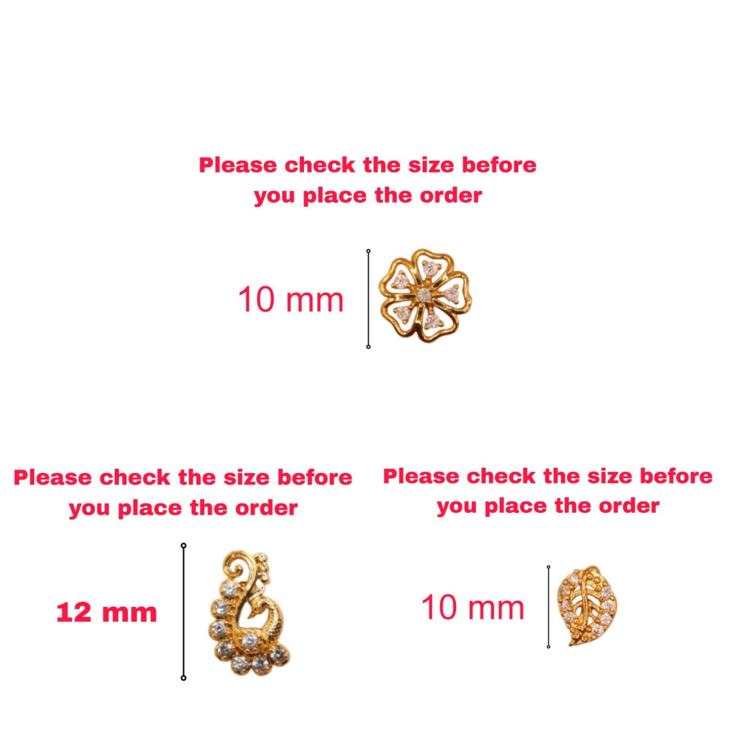 Gold Plated AD Stud Earrings Combo Set of 3 for Women & Girls