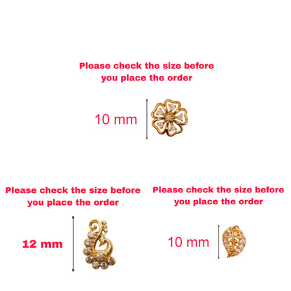 Gold Plated AD Stud Earrings Combo Set of 3 for Women & Girls