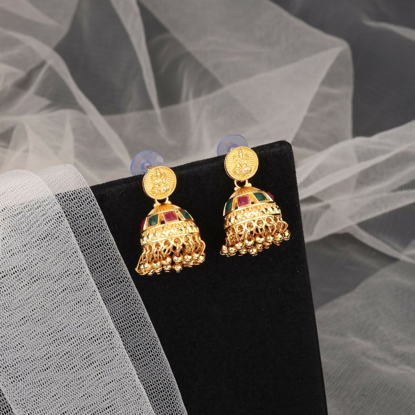 Gold-Tone Traditional Green & Ruby Shield Choker