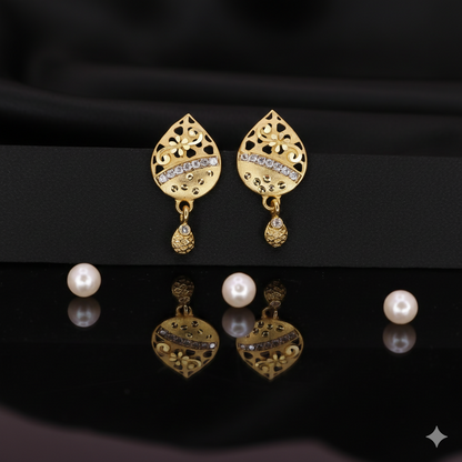 Gold Plated Filigree Drop Earrings with AD for women and girls