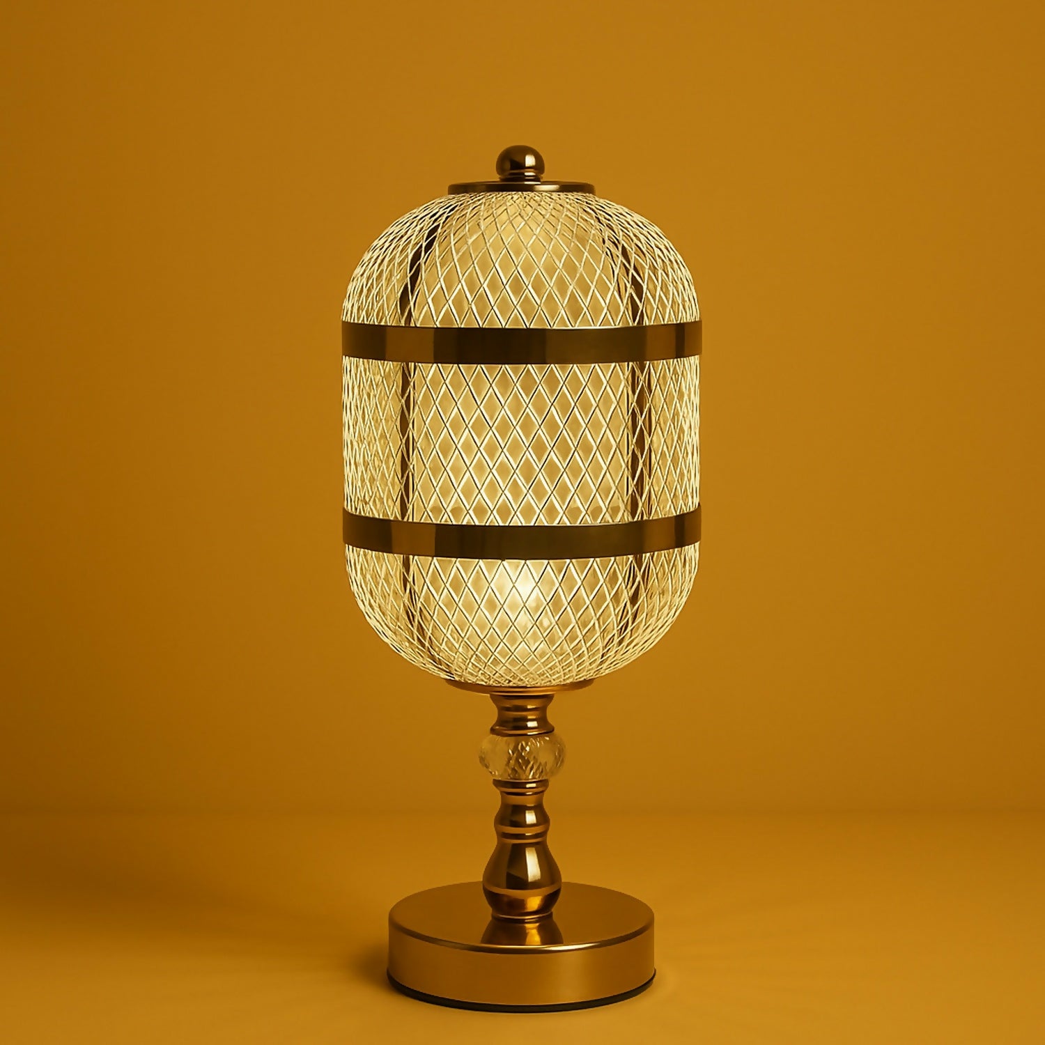 Metal Crystal Base Decorative Bedside Lamp for Living Room, Bedroom & Office