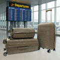 Polycarbonate Hard Trolley Luggage Set – Lightweight 3-Piece Brown