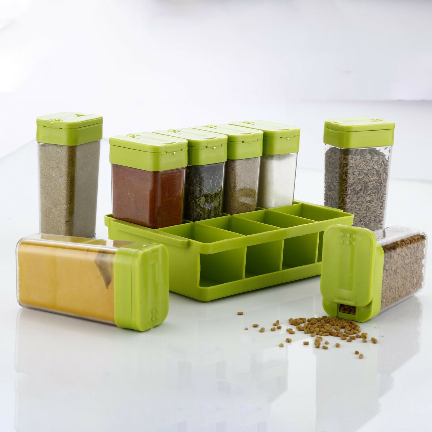 multipurpose spice rack with tray set of 8