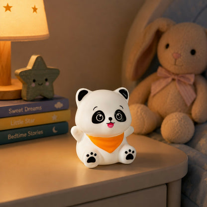Panda night lamp showing bright scarf detail